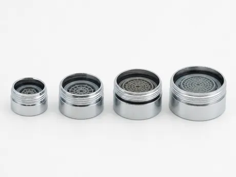 Sink aerator thread size comparison showing M16, M18, M22, and M24 thread profiles side by side