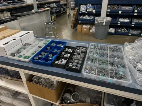 Plumbing wholesale distribution counter with sink aerator replacement SKUs