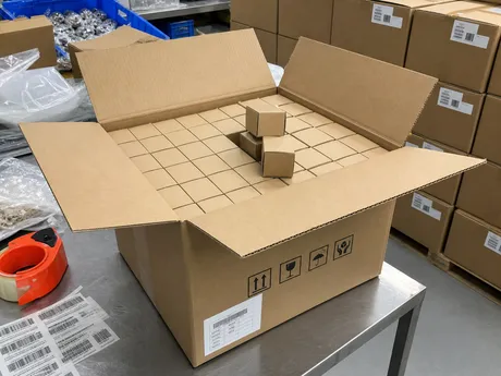 Aerator master carton packaging showing inner box configuration and labeling