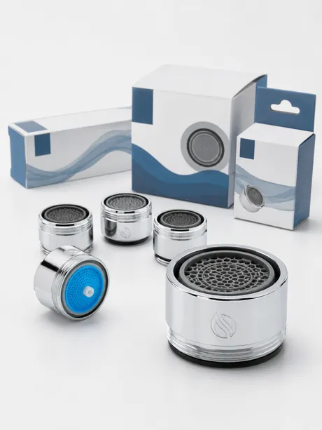 Private-label aerator with branded packaging and logo engraving on housing