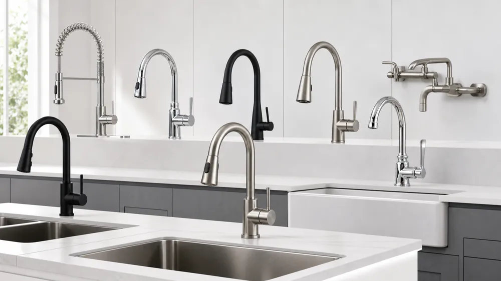 Kitchen faucets — pull-down, gooseneck, wall-mount, farmhouse