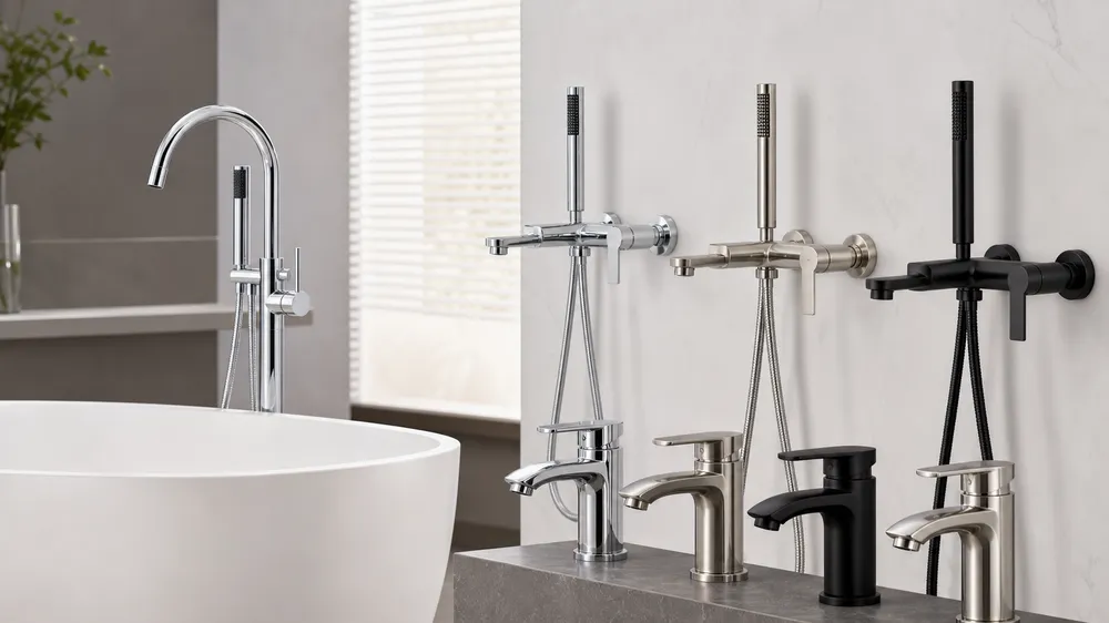 Tub and shower faucets — wall-mount and freestanding configurations
