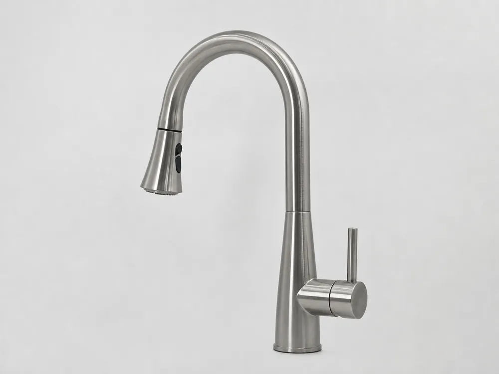Brushed nickel kitchen faucet