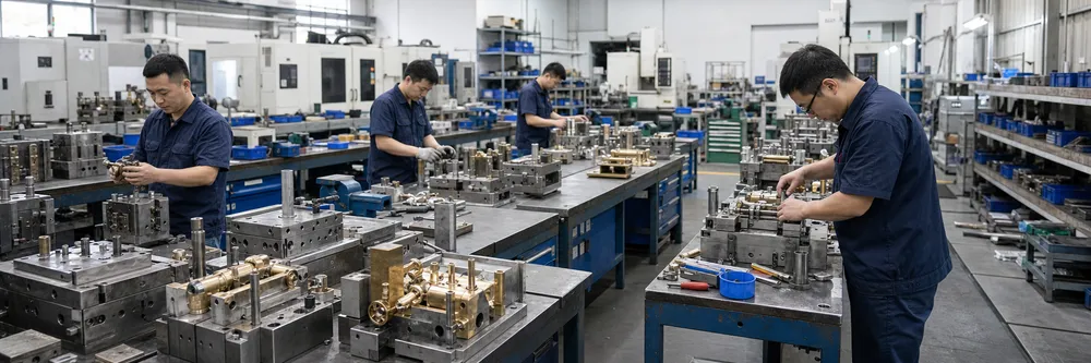 In-house tooling room for OEM chrome kitchen faucet customization — brass casting die modifications and CNC fixture adjustments