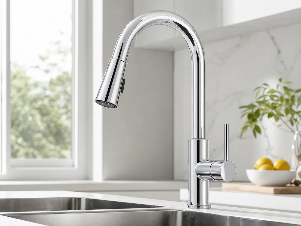 Single handle kitchen faucet in chrome finish