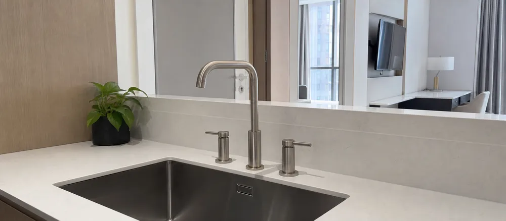 Deck mount kitchen faucet for hospitality and contract specification in Europe and Middle East