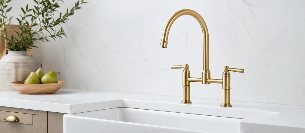 E-commerce product listing for private label farmhouse kitchen faucet