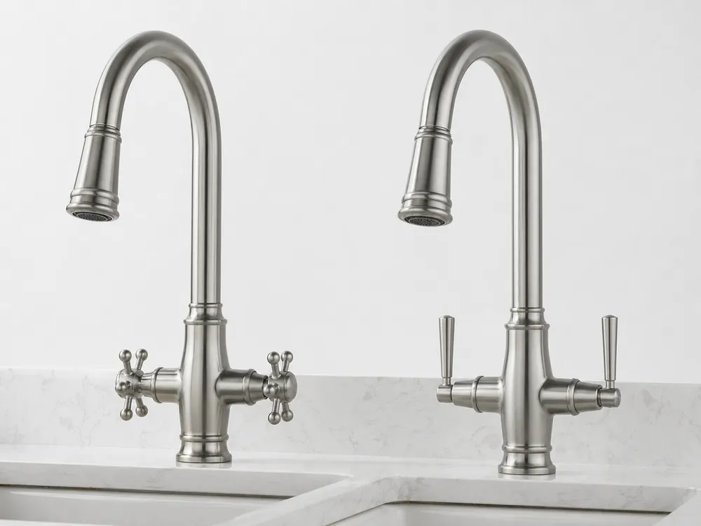 Cross-handle and lever-handle farmhouse faucet design options for OEM customization
