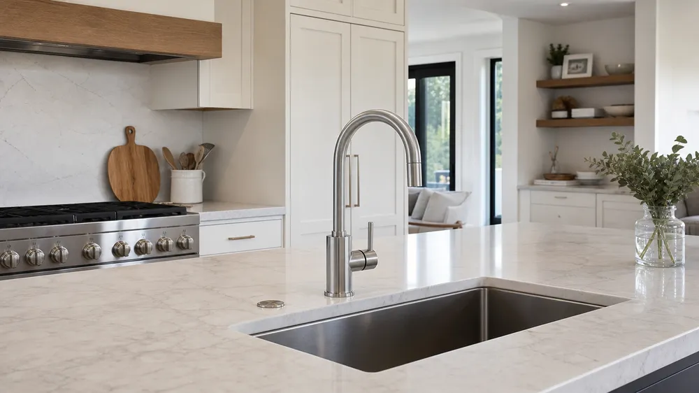 Premium residential kitchen renovation with gooseneck faucet