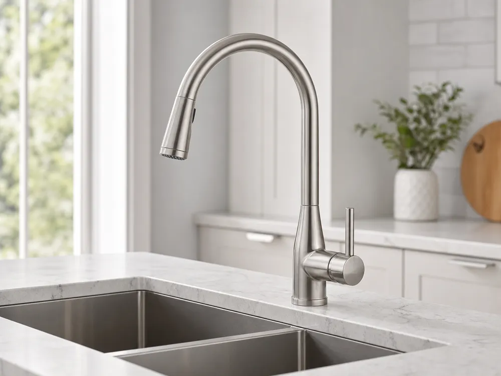 Gooseneck high-arc kitchen faucet with 360 degree swivel