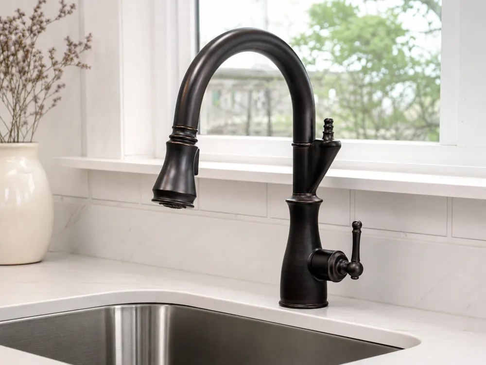Oil-rubbed bronze kitchen faucet traditional farmhouse craftsman finish