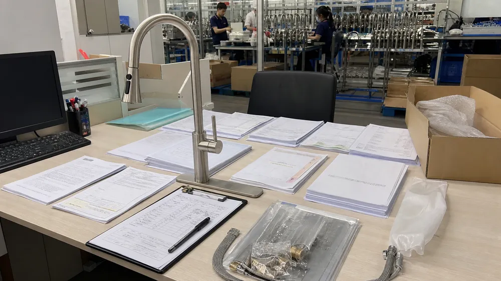 Compliance documentation package for multi-market pull-down faucet export