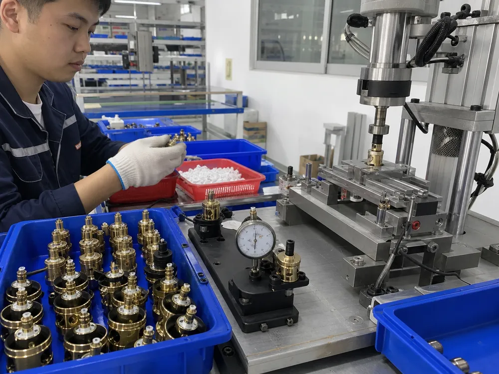 Ceramic disc cartridge assembly process on CNC production line