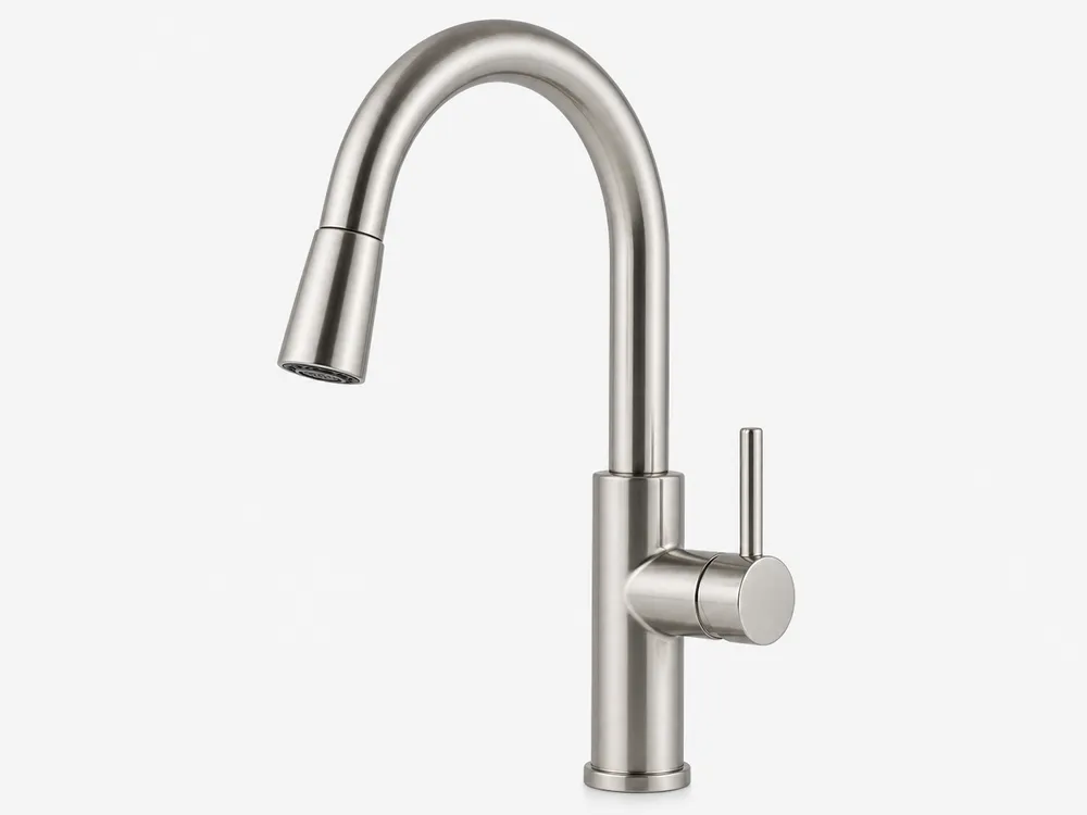 Brushed nickel finish single handle kitchen faucet