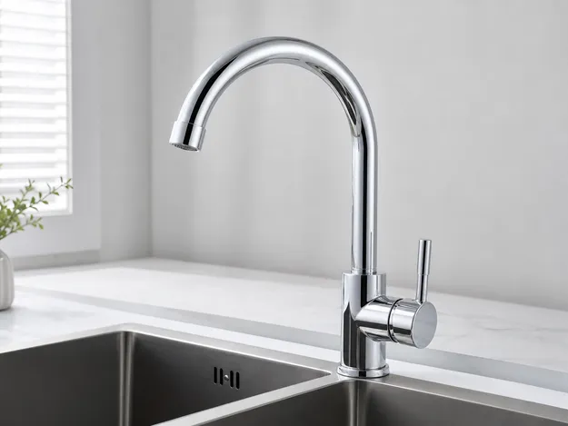 Chrome finish single handle kitchen faucet