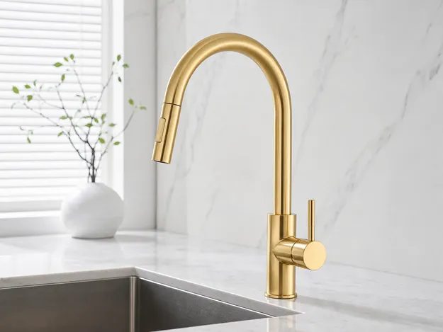 PVD gold finish single handle kitchen faucet