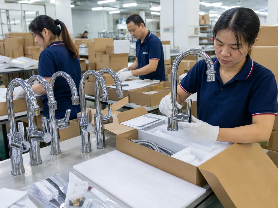 OEM private label single handle kitchen faucet with custom branding and packaging
