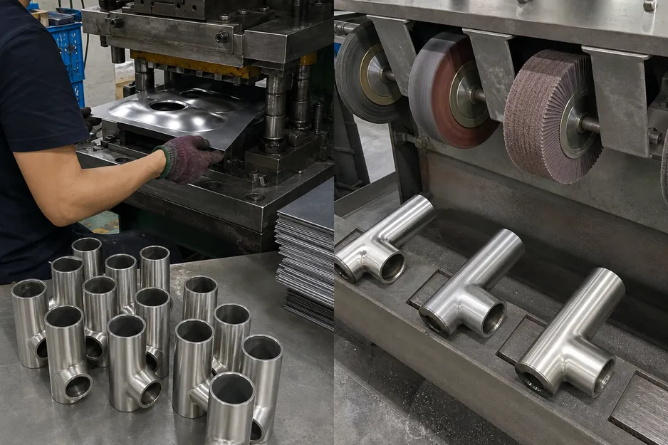 Stainless steel kitchen faucet body manufacturing — deep-draw forming and brushing sequence at Wfaucet factory