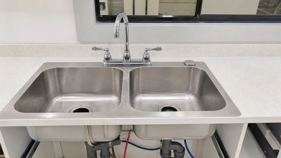 Deck-mount 3-hole 4-inch center two handle kitchen faucet installation