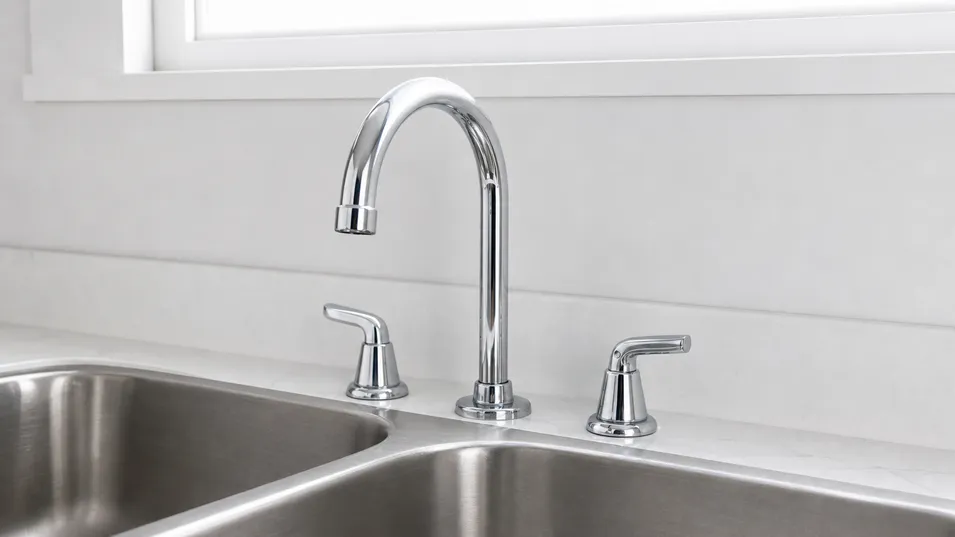 Deck-mount two handle kitchen faucet — 3-hole 4-inch center configuration