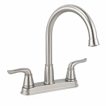 Brushed nickel finish two handle kitchen faucet