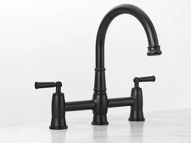 Matte black PVD finish two handle kitchen faucet