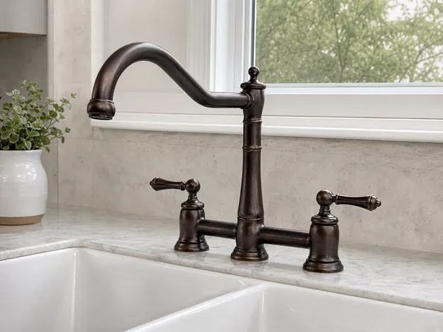 Oil-rubbed bronze living finish two handle kitchen faucet