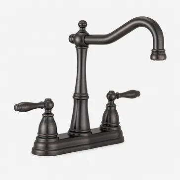 Oil-rubbed bronze finish two handle kitchen faucet