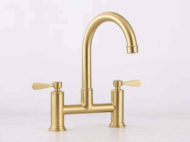 PVD brushed gold finish two handle kitchen faucet
