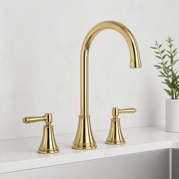 PVD gold finish two handle kitchen faucet