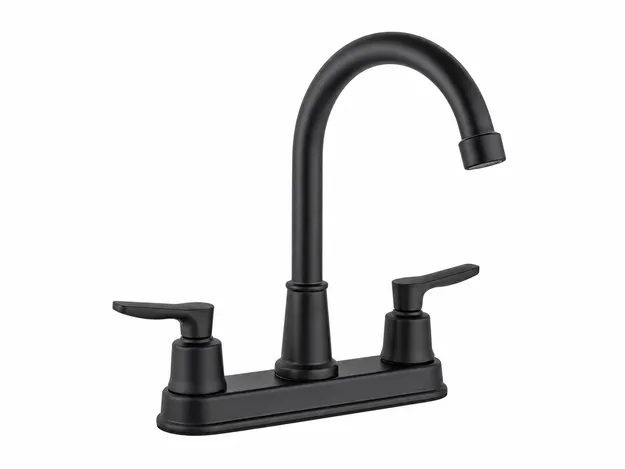 Matte black two handle kitchen faucet finish