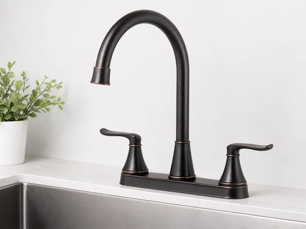 Oil-rubbed bronze two handle kitchen faucet finish