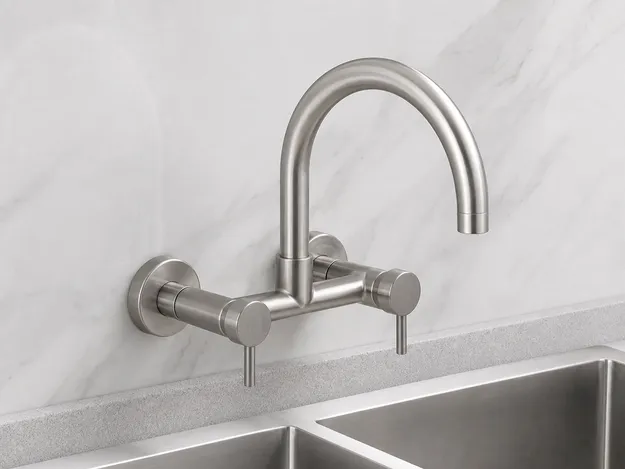 Brushed nickel PVD finish wall mount kitchen faucet