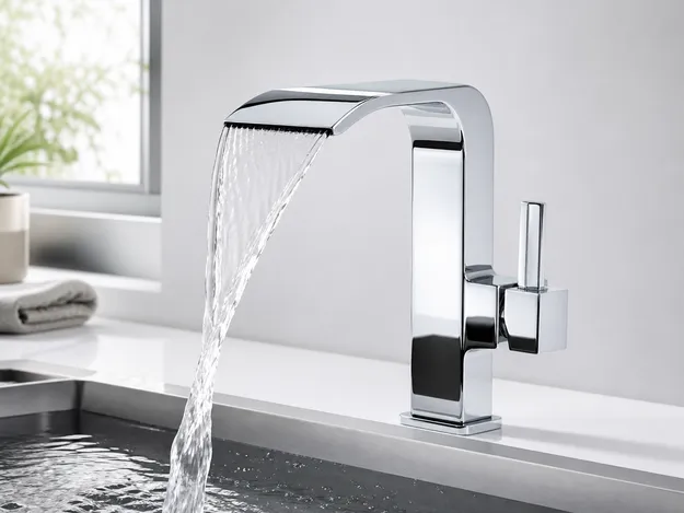 Chrome waterfall kitchen faucet finish