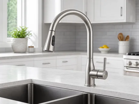 Pull-down kitchen faucet with retractable spray head