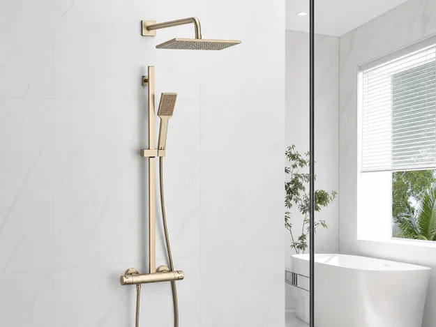 Brushed champagne bronze thermostatic shower system — OEM private label