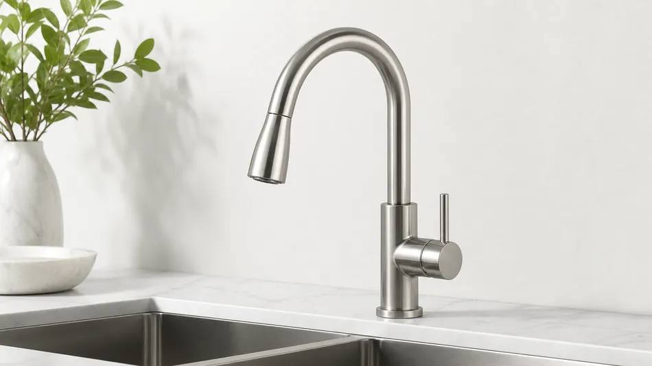 Brushed nickel faucet — volume SKU for mid-market distribution