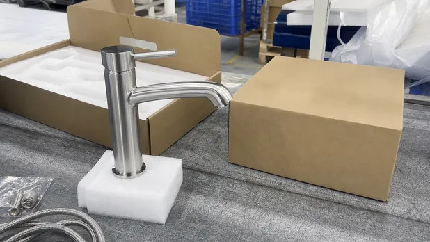 OEM brushed nickel faucet with private label packaging