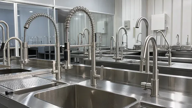 304-grade stainless steel faucets for commercial kitchen and food service applications