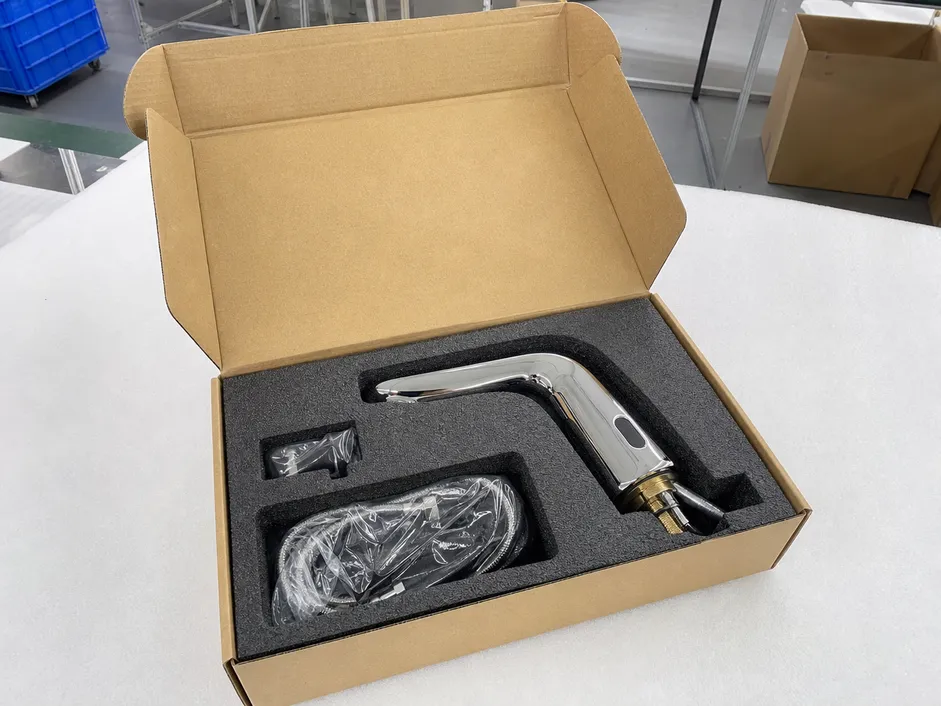 Sensor faucet retail-ready carton with foam insert protection