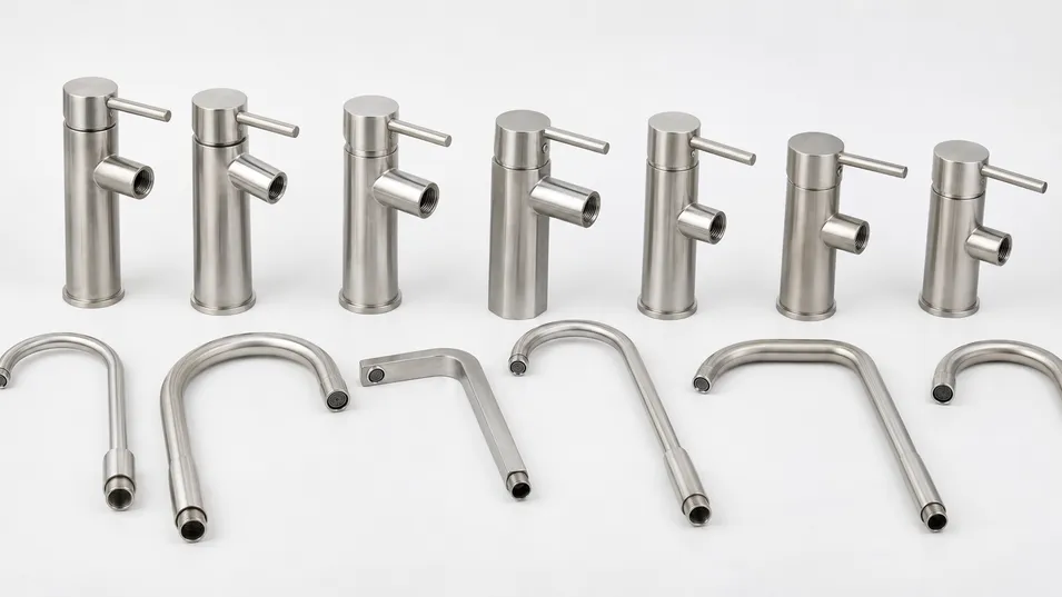 Stainless mixer tap body profile and spout configuration options for OEM orders