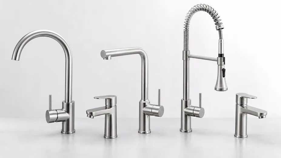 Stainless mixer tap product line — single-lever 304 stainless body faucets for kitchen and bathroom