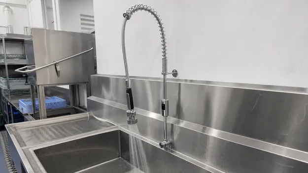 Pre-rinse spring spout stainless steel sink faucet for commercial kitchen use