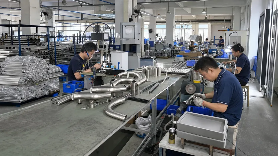 Wfaucet stainless sink faucet manufacturing facility in Foshan, Guangdong