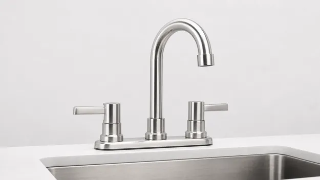 Two-handle stainless steel sink faucet with separate hot and cold controls