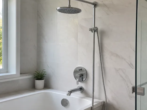 Bathtub shower faucet with diverter valve for tub and overhead shower