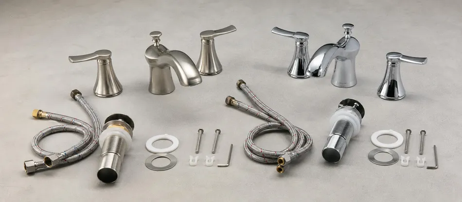 Deck-mount two-handle bathtub faucets for residential renovation supply