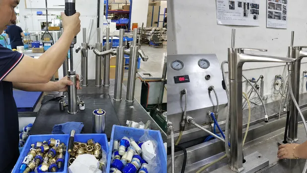 Ceramic cartridge assembly and pressure testing
