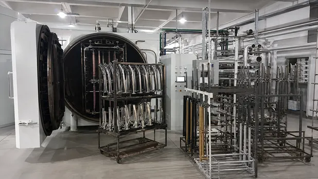PVD coating line for faucet finishes