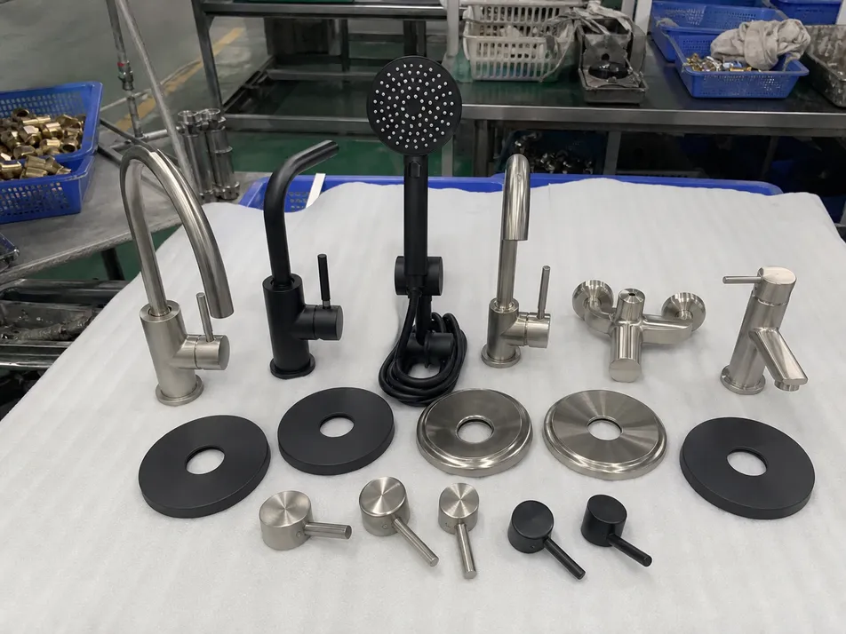 OEM tub and shower faucet collection with custom handle design and coordinated trim plates